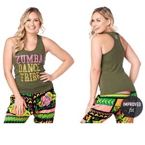 Zumba racer back tank. Small. Hunter green